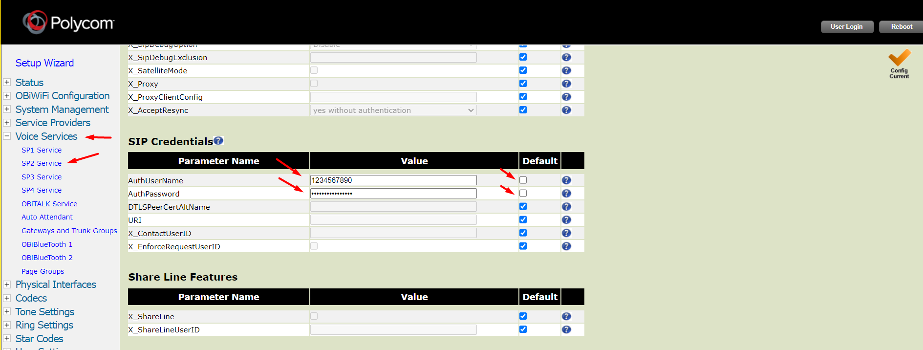 Obihai Device SIP Credentials